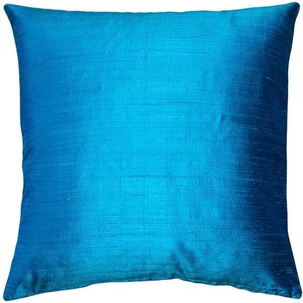 Pillow Decor - Sankara Peacock Blue Silk Throw Pillow 20x20
