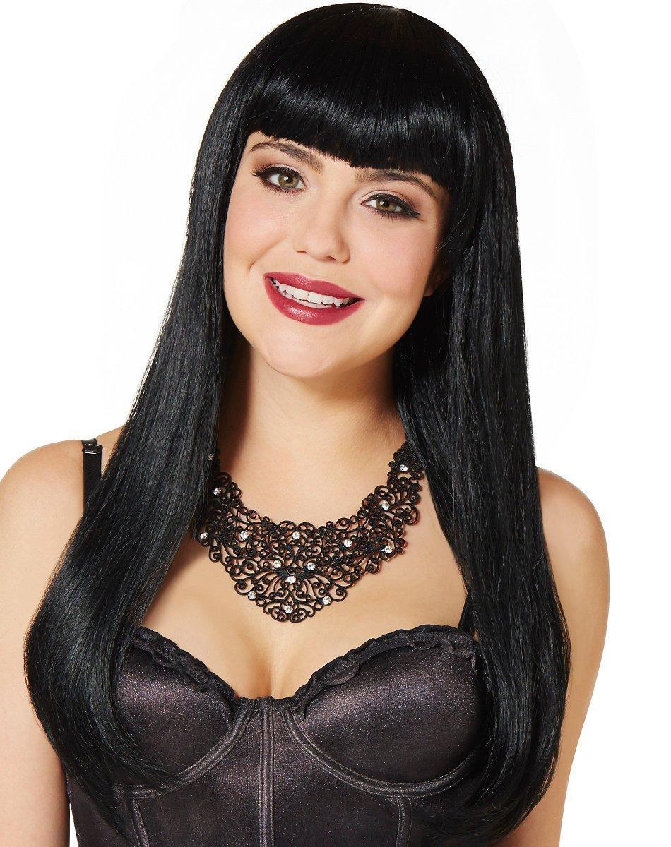 Long Black Wig with Bangs by Spirit Halloween