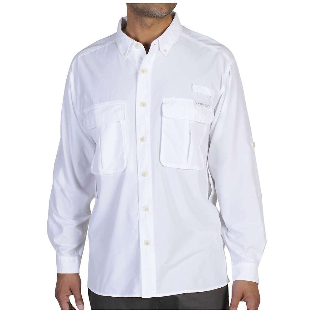 ExOfficio Men's Air Strip Long Sleeve Shirt White