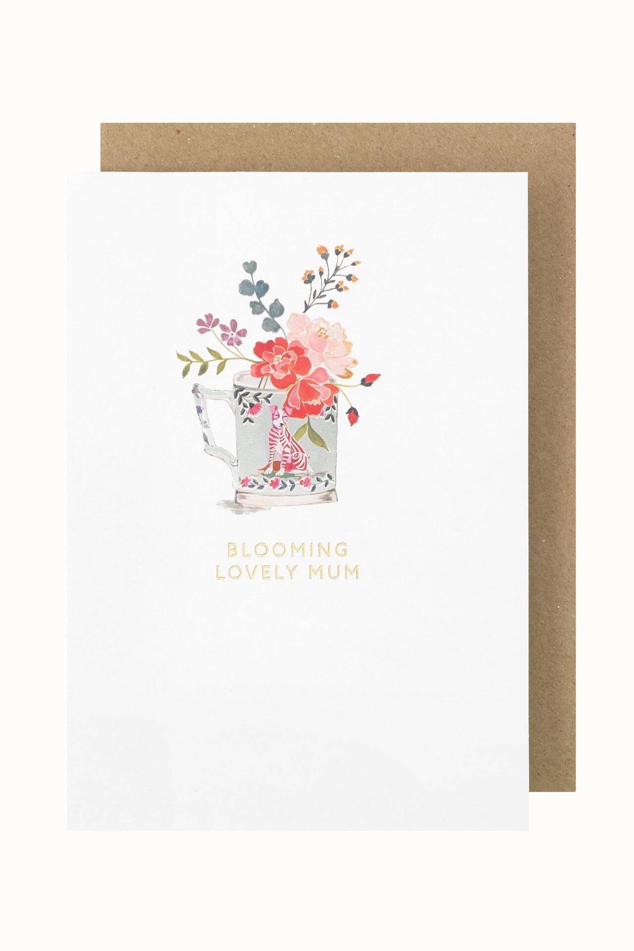 Cath Kidston Cups & Vases Blooming Lovely Mum Card in Cream, 100% Fsc Paper