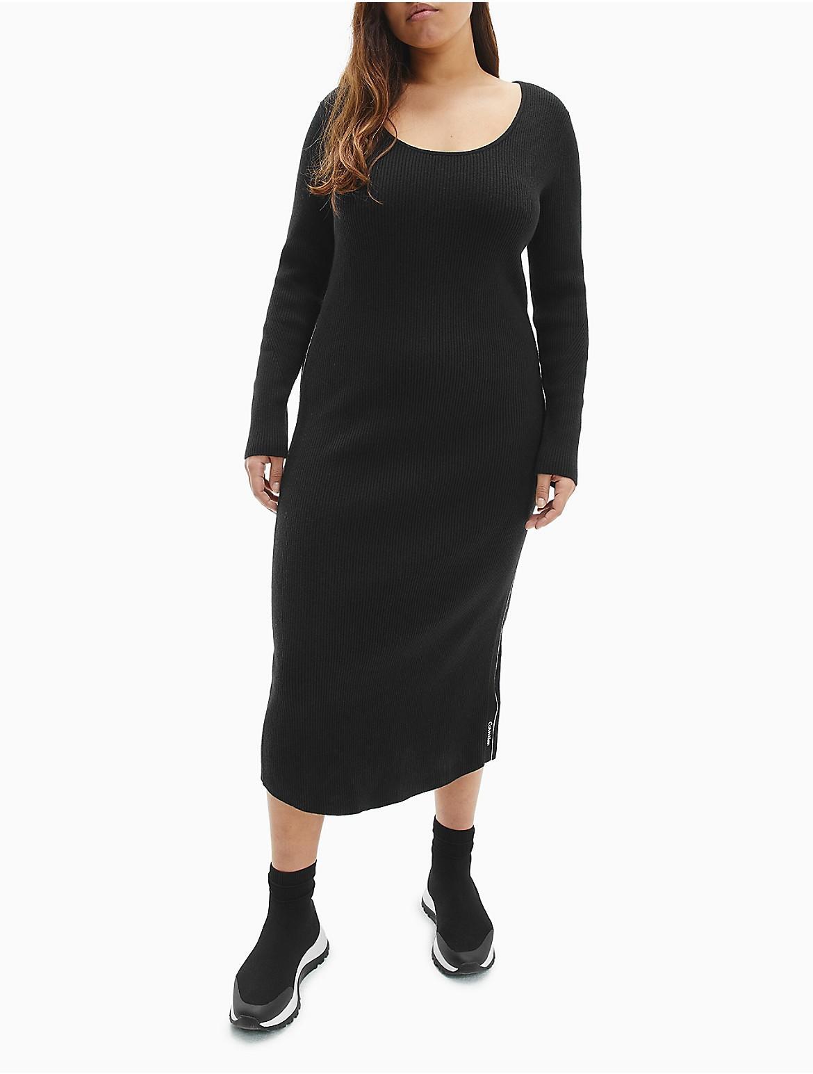 Calvin Klein Women's Plus Size Ribbed Knit Blend Scoopneck Maxi Dress - Black - 4X