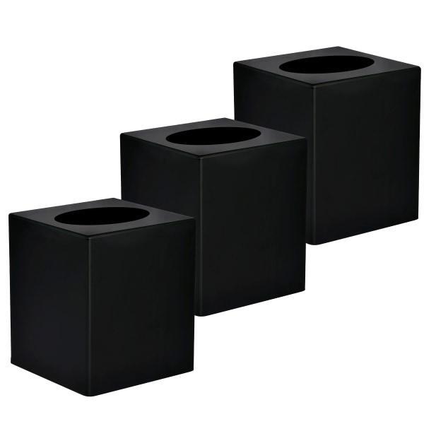 Alpine Acrylic Tissue Box Covers, 6-1/2" x 4-3/4" x 4-3/4", Black, Pack Of 3 Covers