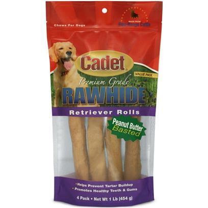 Cadet Rawhide Retriever Peanut Butter Flavor Rolls for Dogs 1-lb