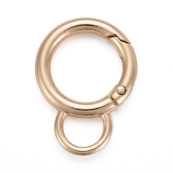 PandaHall Alloy Spring Gate Ring, with Loop, Circle Key Rings, for Handbag Ornaments Decoration, Cadmium Free & Lead Free, Golden, 38x29x4mm...