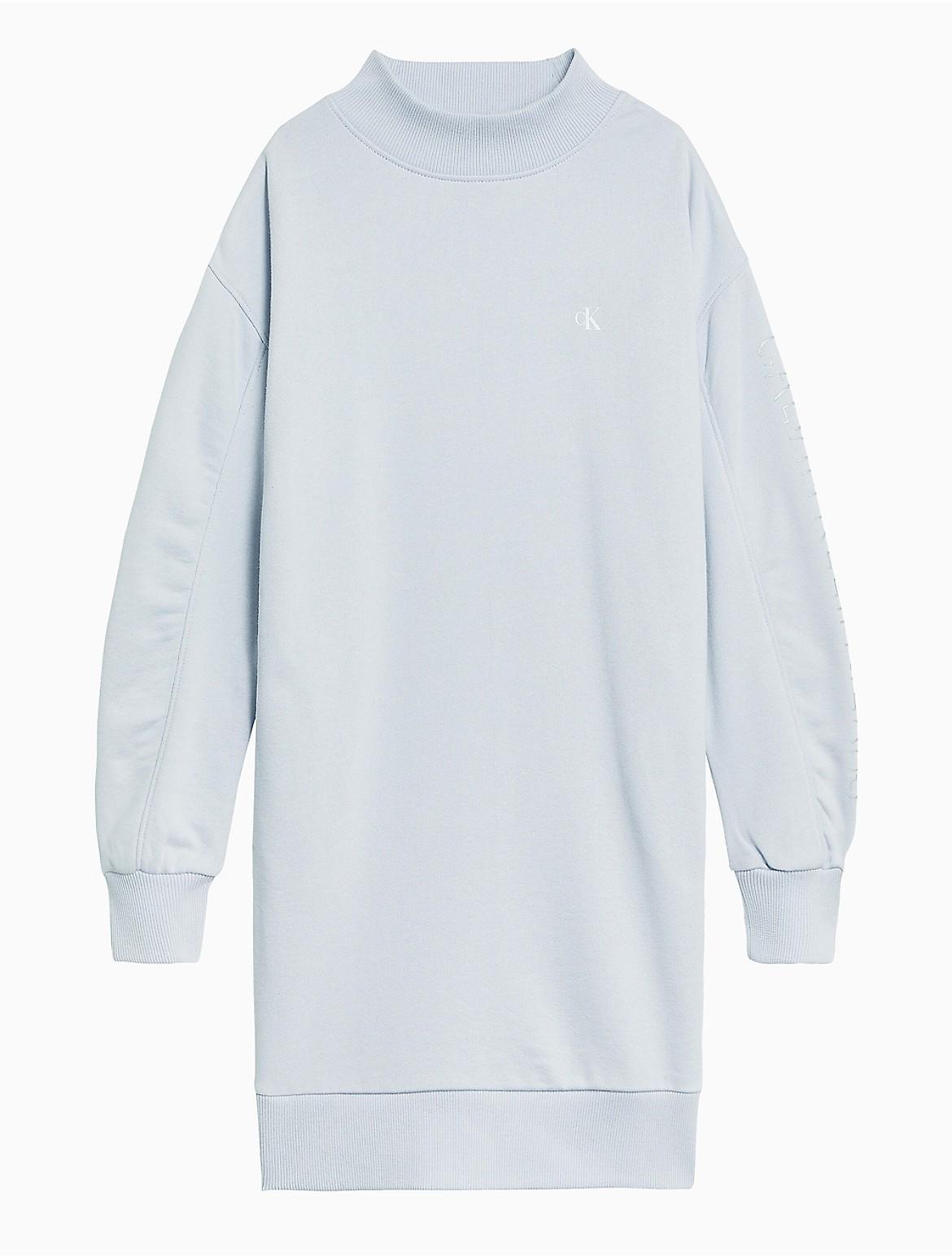 Calvin Klein Girls' Girls Oversized Organic Cotton Sweatshirt Dress - Grey - 4