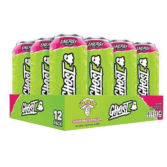 Ghost Zero Sugar Energy Drink - Warheads Sour Watermelon Vitamin 12 Packs