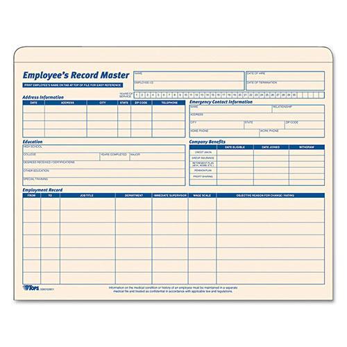 TOPS Employee Record Master File Jacket, Straight Tab, Letter Size,