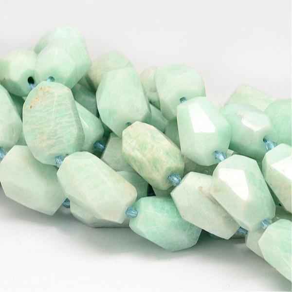 PandaHall Natural Amazonite Beads Strands, Faceted, Nuggets, 18~28x14~20mm, Hole: 1mm, about 15pcs/strand, 15.7 inch Amazonite Nuggets