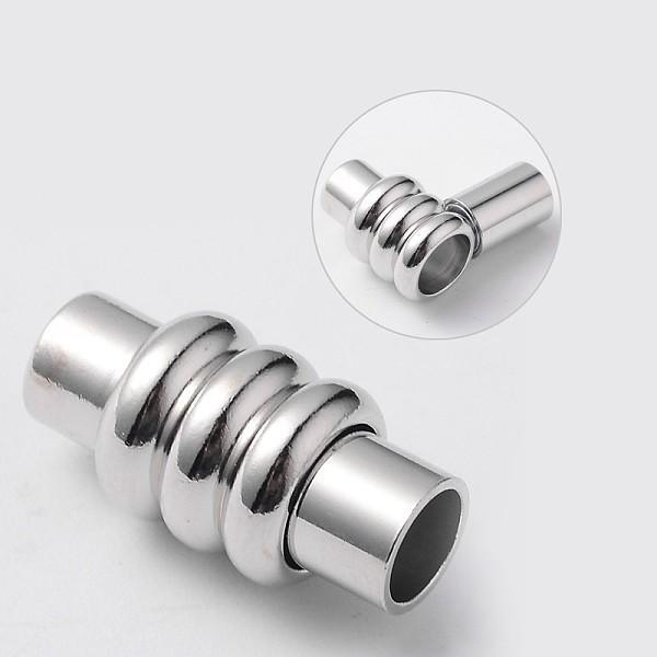 PandaHall Column Brass Magnetic Clasps, Cadmium Free & Nickel Free & Lead Free, Platinum, 18x9mm, Hole: 5mm Brass Column