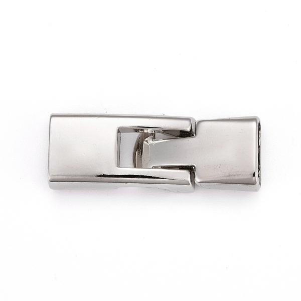 PandaHall Alloy Snap Lock Clasps, Rectangle, Platinum, 33x12x7mm, Hole: 4.5x9.5mm Alloy