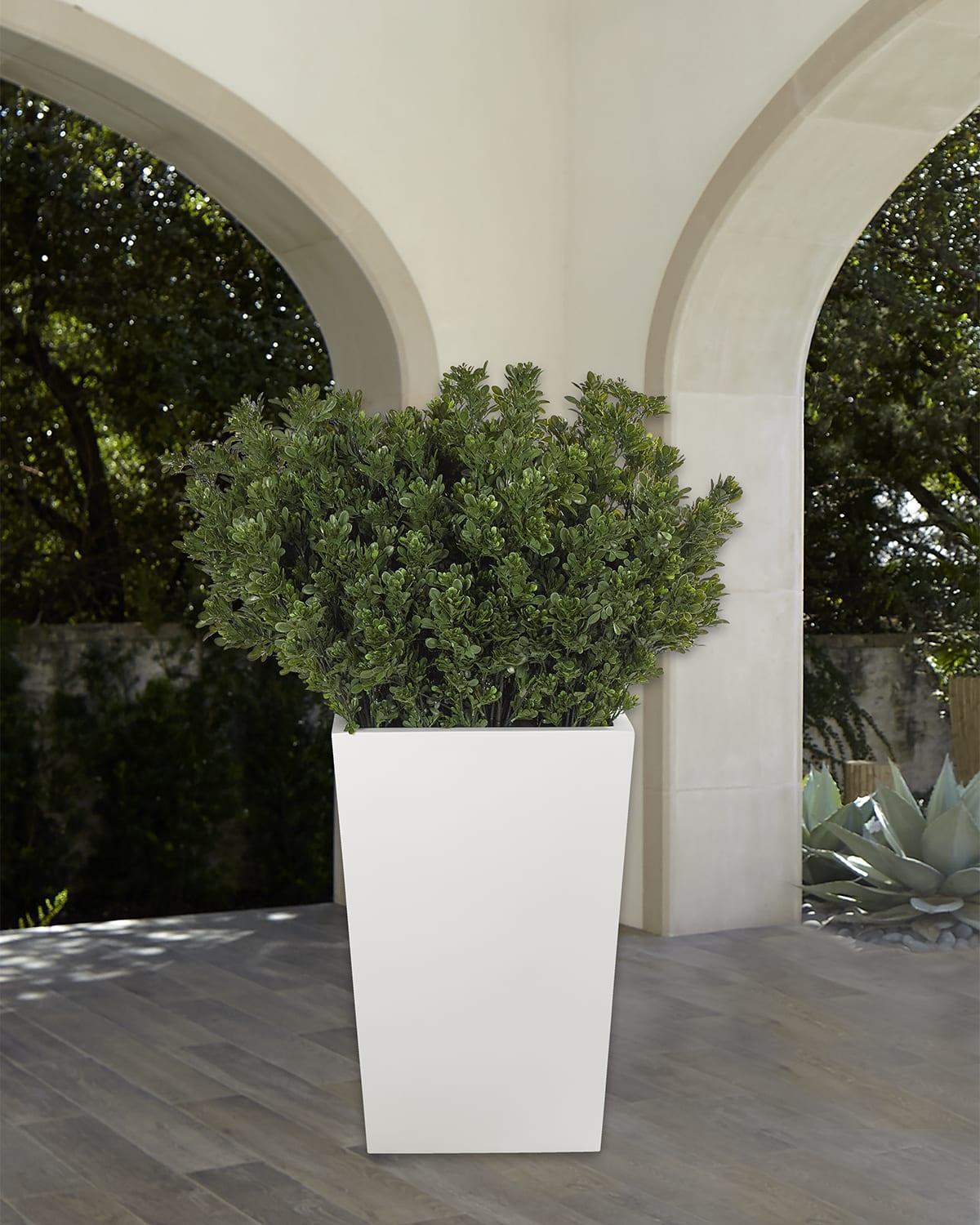 Faux Boxwood Plant in Tapered Rectangular Planter, 60"T