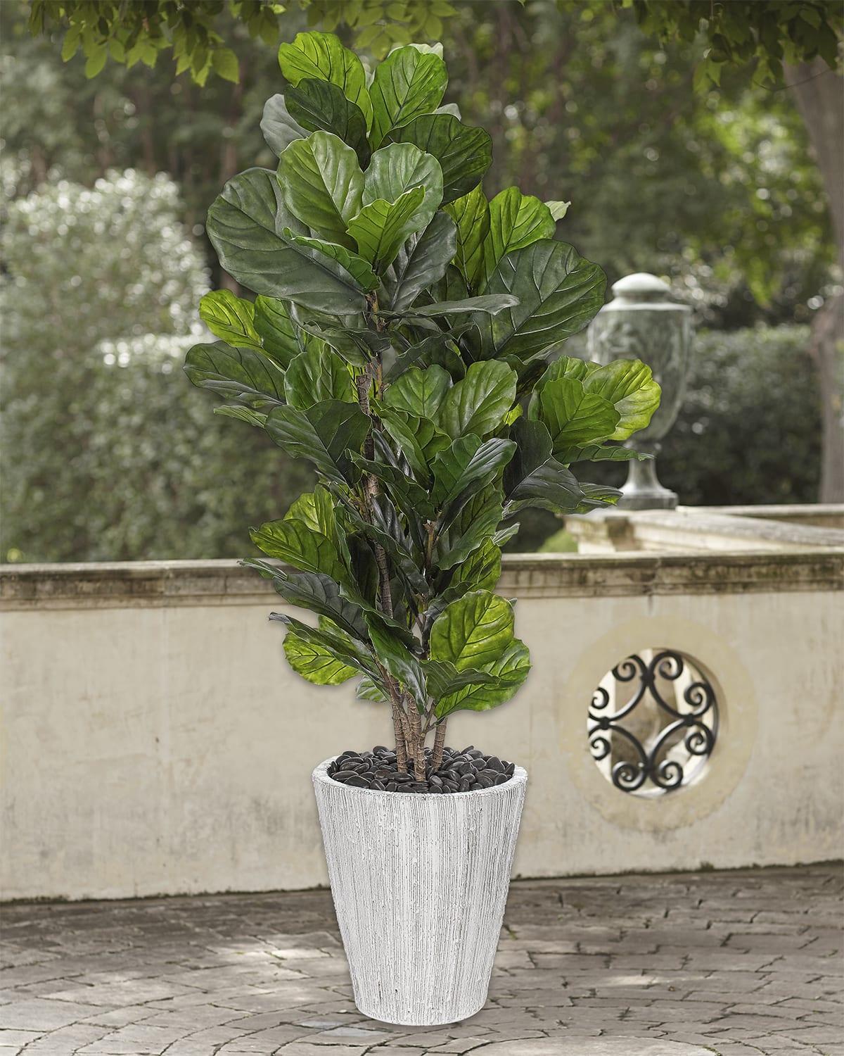 Faux Fiddleleaf Plant in Textured Planter, 32"T