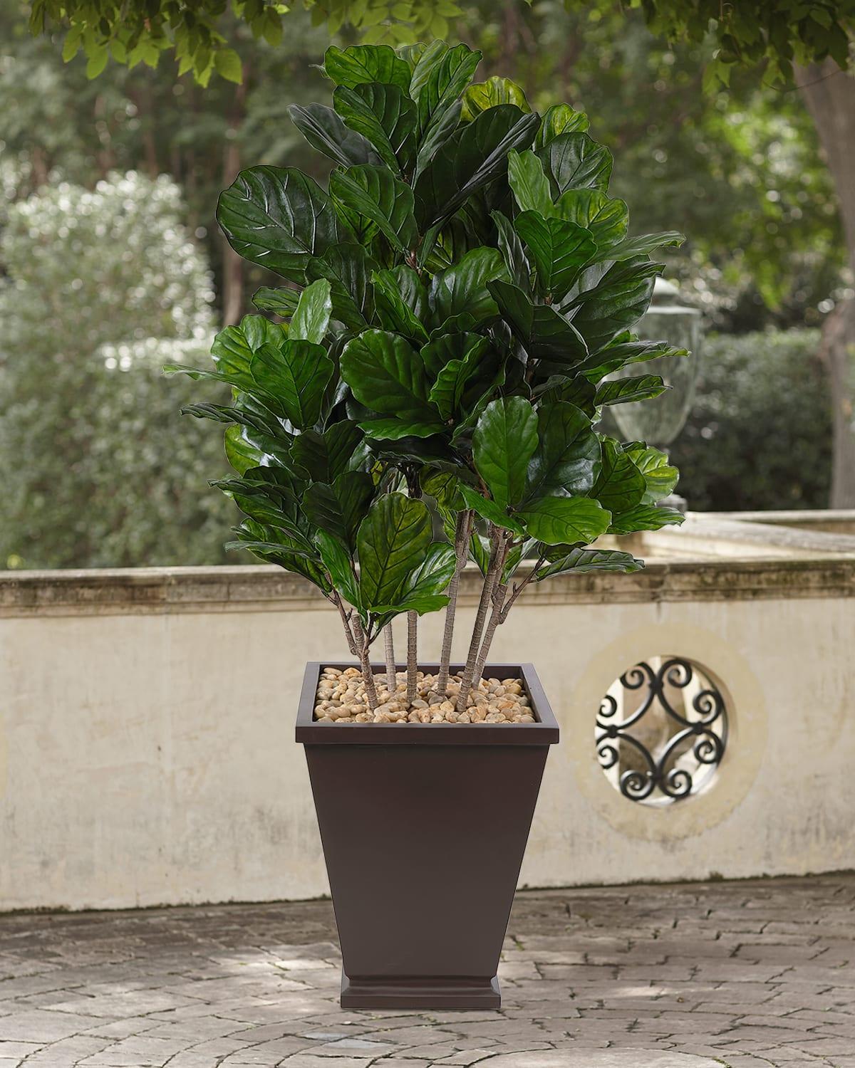 Faux Fiddle Leaf In Tapered Square Brown Pot, 76"T