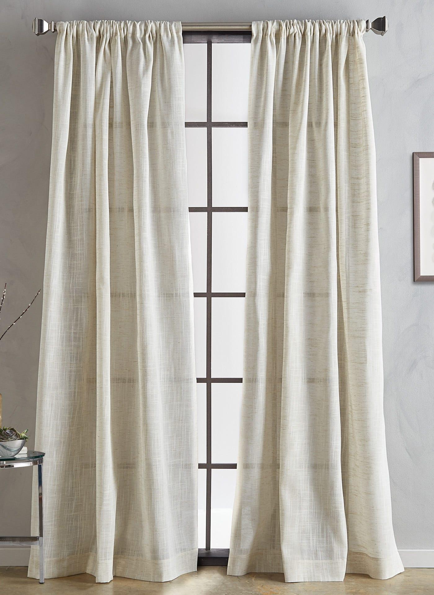 DKNY Classic Linen Natural Window Panel Curtains in Beige Size 50 X 84