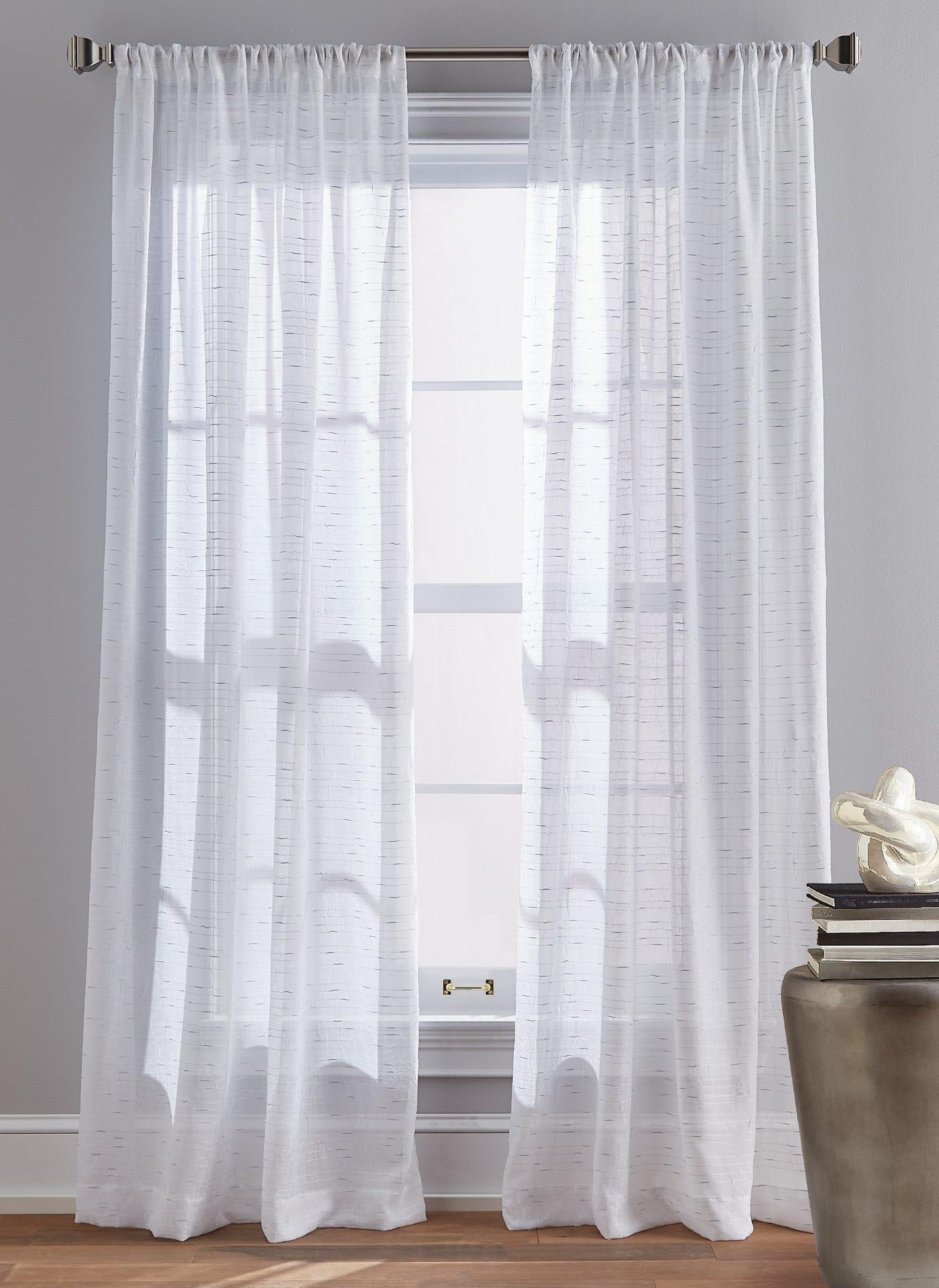 DKNY Urban Silver Sparkle Window Panel Curtains in Grey Size 50 X 96