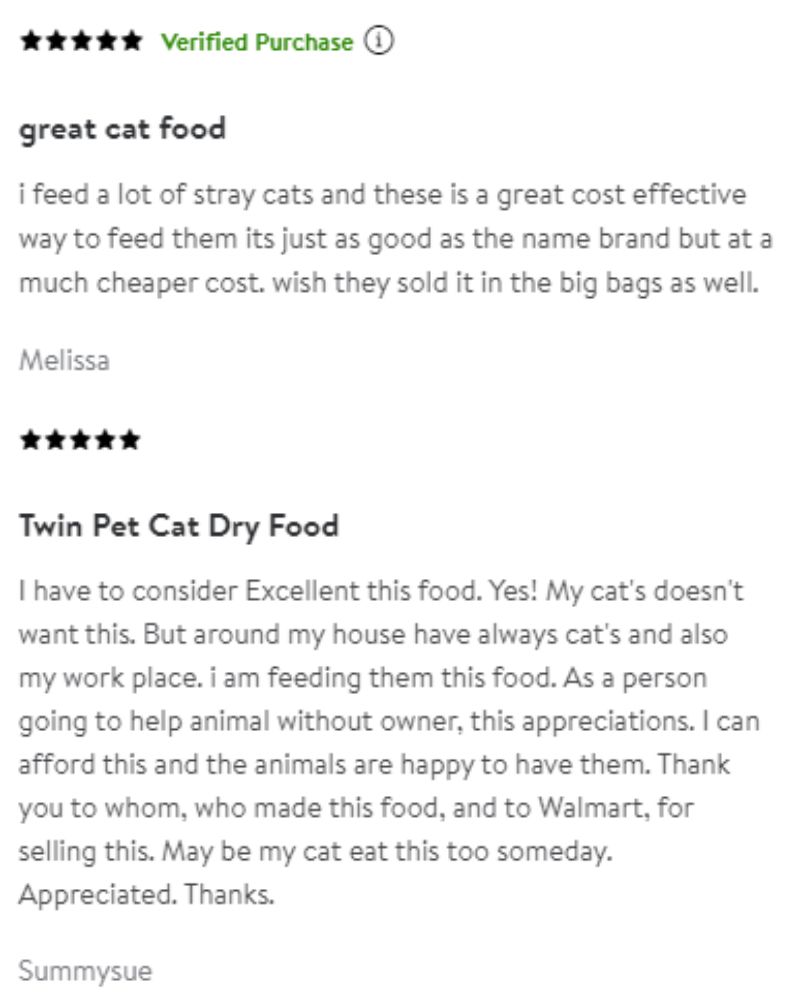 Cat Food Walmart Reviews