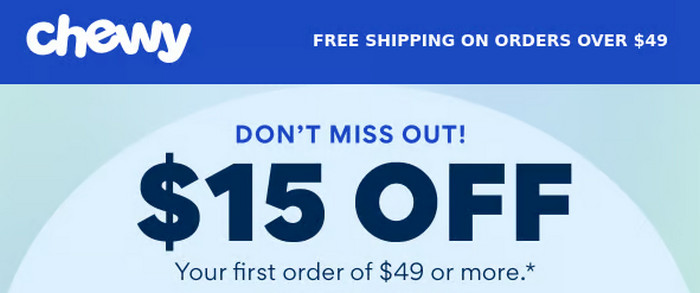 Chewy $15 OFF $49