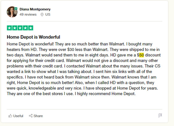 Home Depot $50 OFF $250 Coupon Reviews