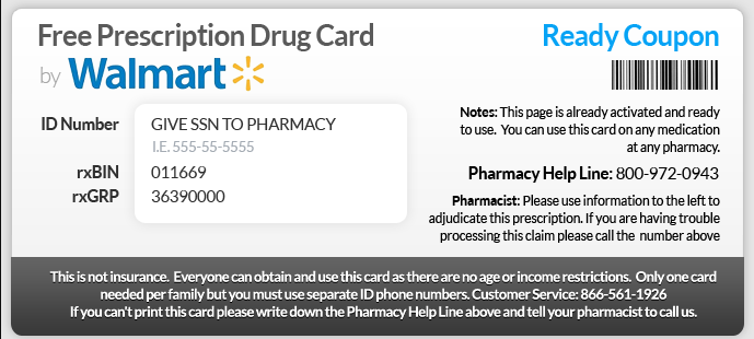Prescription Discount Card for Walmart