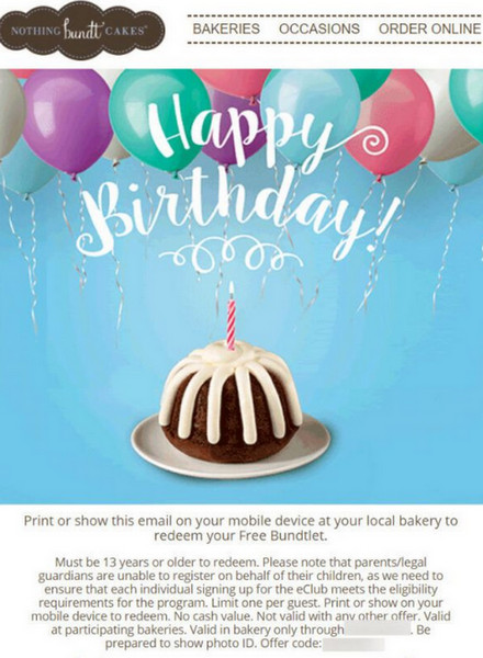 Nothing Bundt Cake Birthday Code