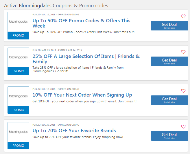 Bloomingdales Coupon 25% OFF: 10% OFF, 20% OFF Promo Code