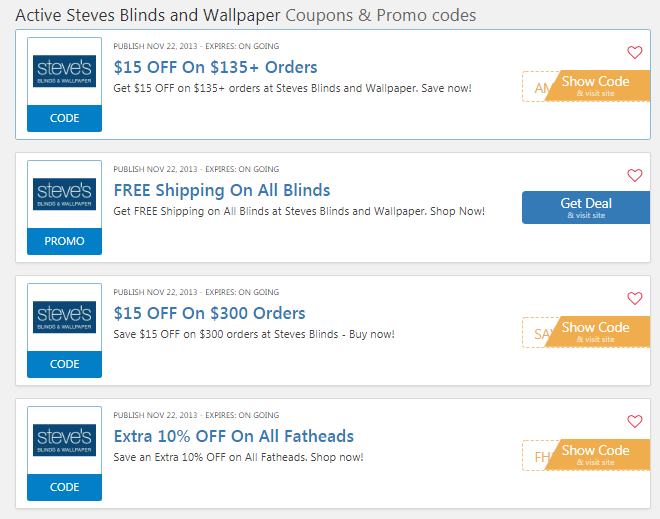 Steves Blinds and Wallpaper Coupons