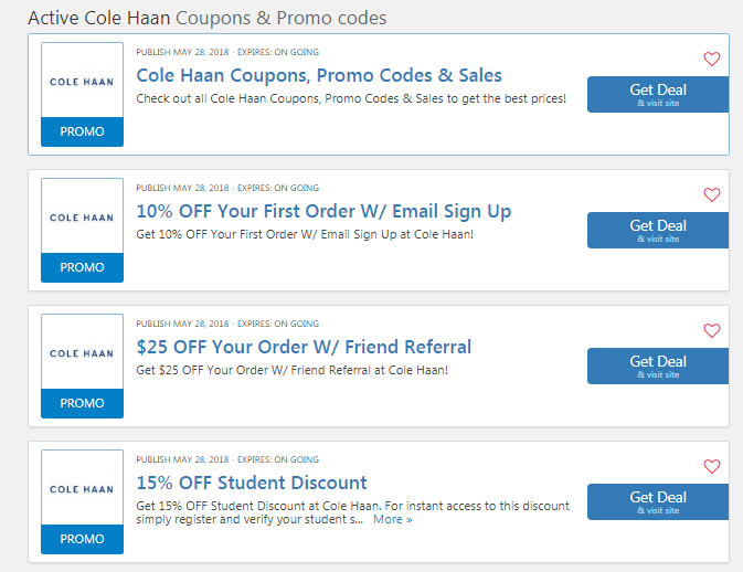Cole Haan 10 OFF First Order 30 OFF Extra Coupon Code