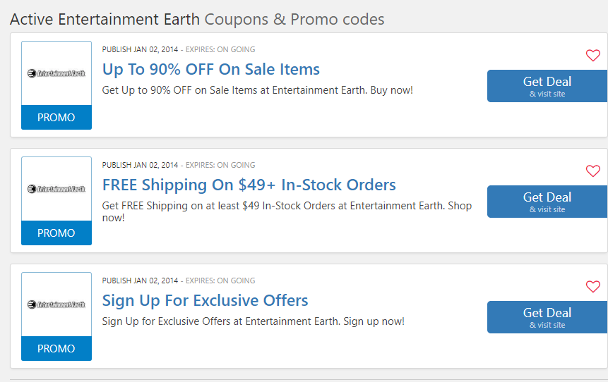 Entertainment Earth coupons, promo codes 2020 & deals
