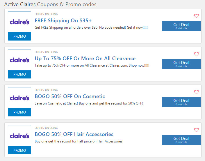 10 OFF Claires coupon code 2020
