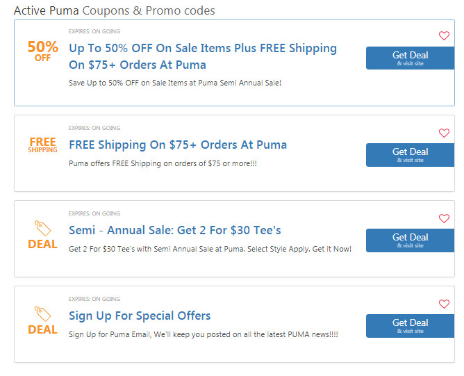 coupon codes for puma website